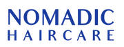 Nomadic Haircare logo in blue